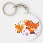Cute Playful Cartoon Foxes Keychain
