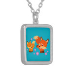 Cute Playful Cartoon Foxes Necklace