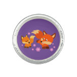 Cute Playful Cartoon Foxes Ring