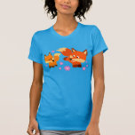Cute Playful Cartoon Foxes Women T-Shirt