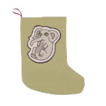 Cute Playful Gray Baby Elephant Drawing Design Small Christmas Stocking