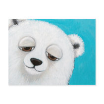 Cute Polar Bear on Blue Postcard