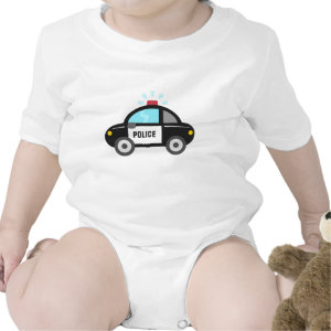 Cute Police Car with Siren Baby Bodysuits