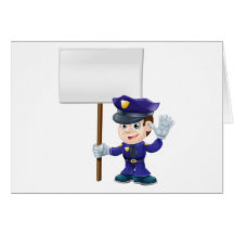 Cute police man with sign illustration greeting card