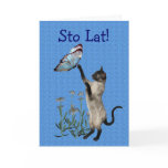 Cute Polish Birthday Card Cat Butterfly Cute Polish Birthday Card Cat Butterfly