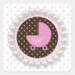 Cute Polka Dot and pearls Girl Baby shower Sticker