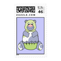 Cute Polka Dot Birthday Bear Postage Stamp