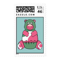 Cute Polka Dot Birthday Bear Postage Stamp