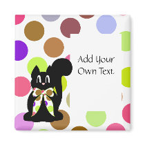 Cute Polka Dot Black Kitty Cat Customizable Magnet by polkadotpizazz Cute Polka Dot Black Kitty Cat Customizable Magnet