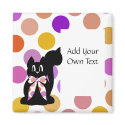 Cute Polka Dot Black Kitty Cat Magnet