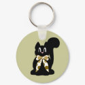 Cute Polka Dot Black Kitty Cat Keychain