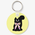 Cute Polka Dot Black Kitty Cat Keychain