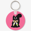 Cute Polka Dot Black Kitty Cat Keychain