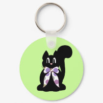 Cute Polka Dot Black Kitty Cat Keychain by polkadotpizazz Cute Polka Dot Black Kitty Cat Keychain