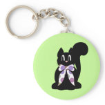 Cute Polka Dot Black Kitty Cat Keychain