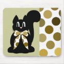 Cute Polka Dot Black Kitty Cat Mousepad