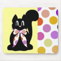 Cute Polka Dot Black Kitty Cat Mousepad