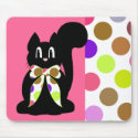 Cute Polka Dot Black Kitty Cat Mousepad