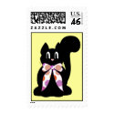 Cute Polka Dot Black Kitty Cat Postage Stamp
