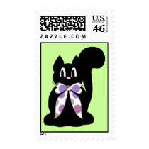 Cute Polka Dot Black Kitty Cat Postage Stamp by polkadotpizazz Cute Polka Dot Black Kitty Cat Postage Stamp