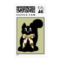 Cute Polka Dot Black Kitty Cat Postage Stamp