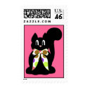 Cute Polka Dot Black Kitty Cat Postage Stamp
