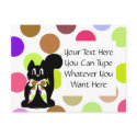Cute Polka Dot Black Kitty Cat Postcard
