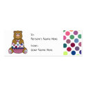 Cute Polka Dot Birthday Brown Bear Gift Tags