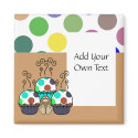 Cute Polka Dot Cupcake Monster Magnet