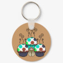 Cute Polka Dot Cupcake Monster Keychain