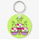 Cute Polka Dot Cupcake Monster Keychain