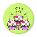 Cute Polka Dot Cupcake Monster Magnet
