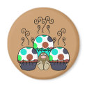 Cute Polka Dot Cupcake Monster Magnet