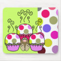 Cute Polka Dot Cupcake Monster Mousepad