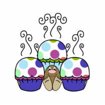 Cute Polka Dot Cupcake Monster Ornament photo sculptures