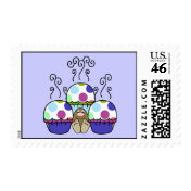 Cute Polka Dot Cupcake Monster Postage Stamp