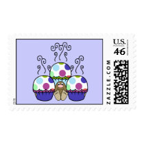 Cute Polka Dot Cupcake Monster Postage Stamp by polkadotpizazz Cute Polka Dot Cupcake Monster Postage Stamp
