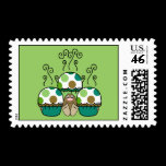 Cute Polka Dot Cupcake Monster Postage Stamp