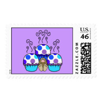 Cute Polka Dot Cupcake Monster Postage Stamp by polkadotpizazz Cute Polka Dot Cupcake Monster Postage Stamp
