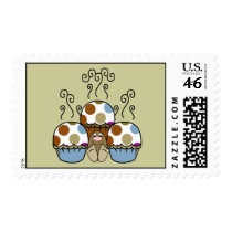 Cute Polka Dot Cupcake Monster Postage Stamp by polkadotpizazz Cute Polka Dot Cupcake Monster Postage Stamp