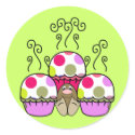 Cute Polka Dot Cupcake Monster Sticker