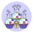 Cute Polka Dot Cupcake Monster Sticker
