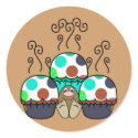 Cute Polka Dot Cupcake Monster Sticker