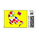 Cute Polka Dot Dinosaur Postage Stamp by polkadotpizazz Cute Polka Dot Dinosaur Postage Stamp