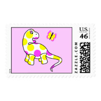Cute Polka Dot Dinosaur Postage Stamp by polkadotpizazz Cute Polka Dot Dinosaur Postage Stamp