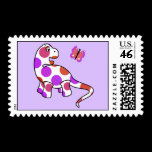 Cute Polka Dot Dinosaur Postage Stamp