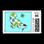 Cute Polka Dot Dinosaur Postage Stamp