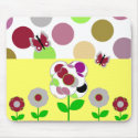 Cute Polka Dot Flowers Mousepad