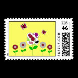 Cute Polka Dot Flowers Postage Stamp