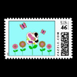 Cute Polka Dot Flowers Postage Stamp